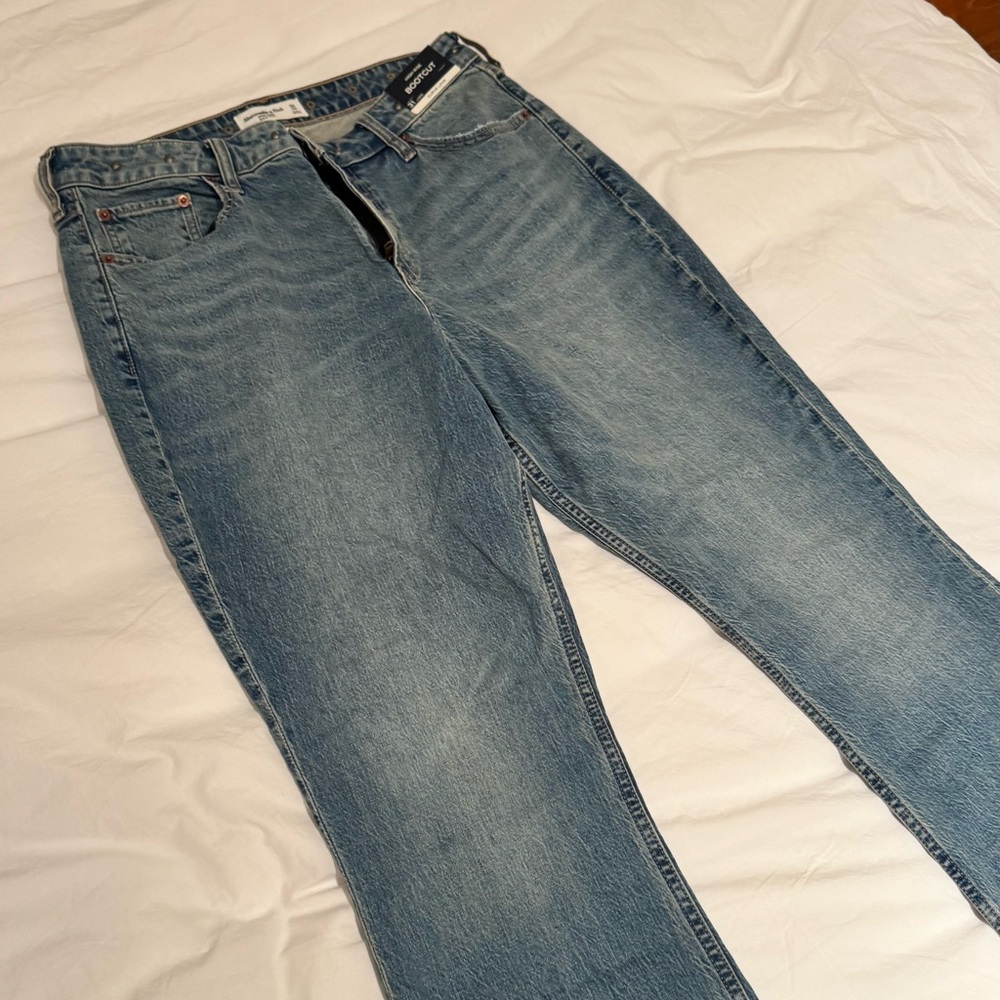 Abercrombie & Fitch Studded Light Blue Boot Cut Jeans - Long